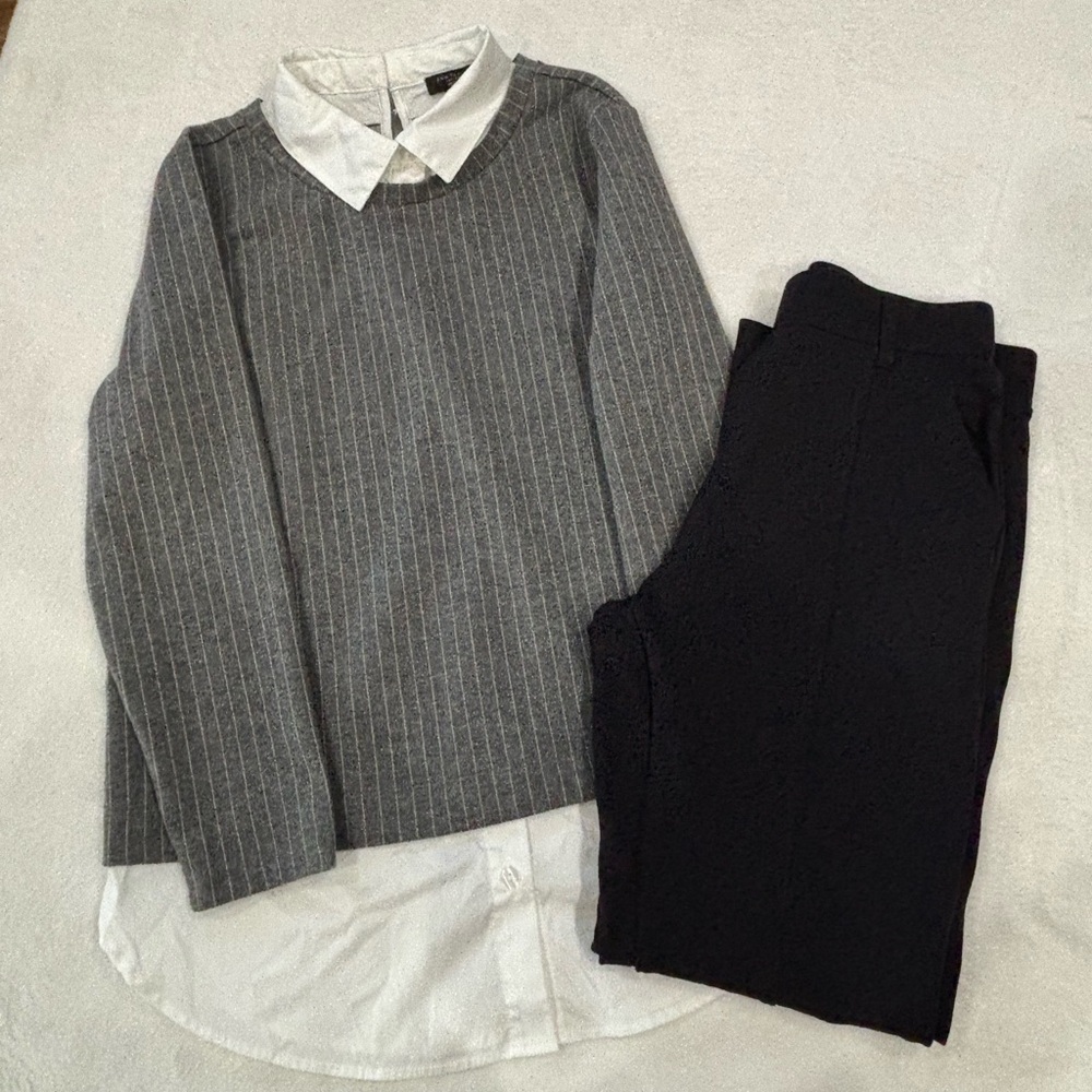 Ann Taylor Layered Long Sleeve & Black Pant Bundle